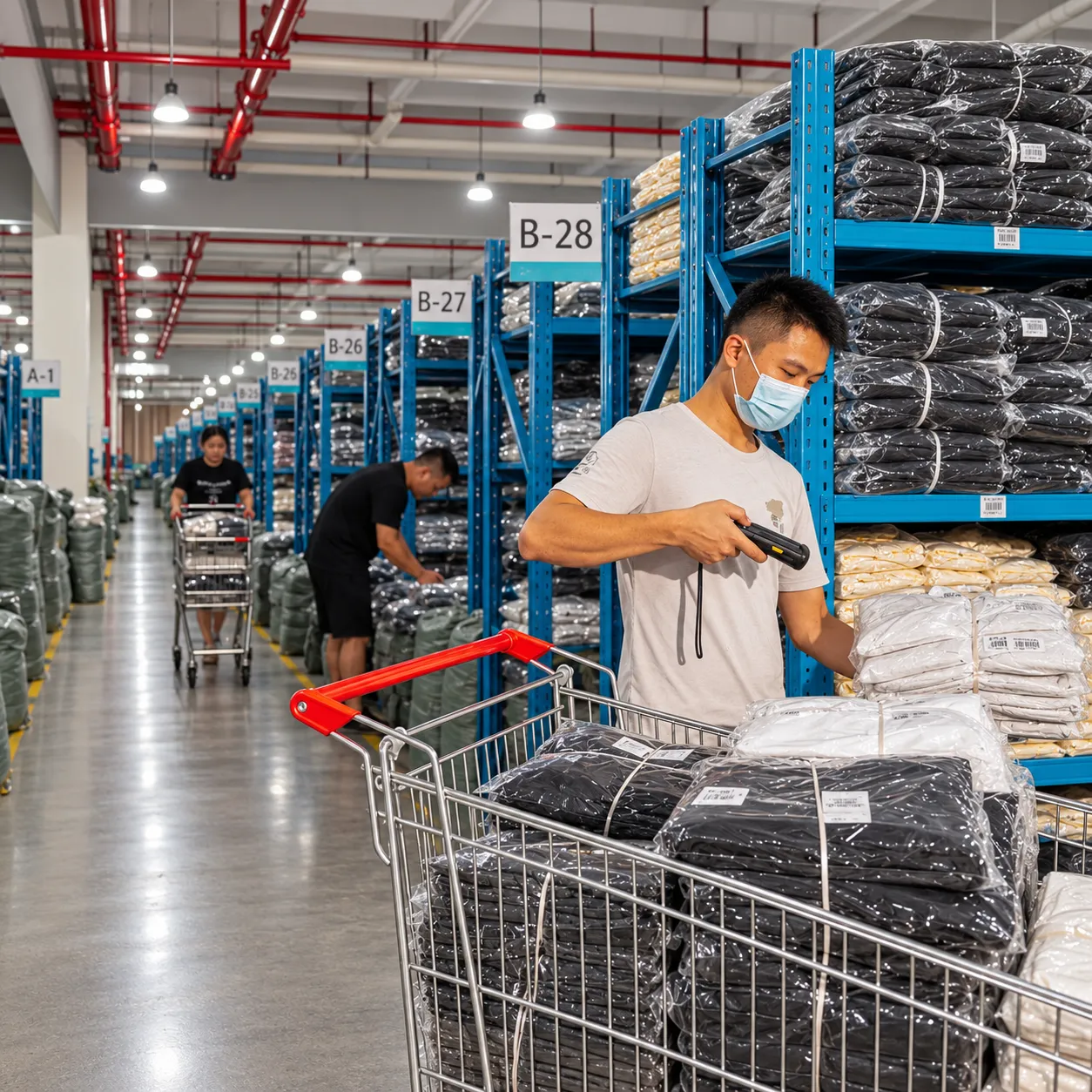 Ready stock warehouse for blank clothing wholesale