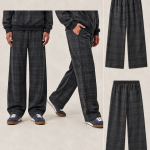 DK8664 400 GSM Heavyweight Cotton Plaid Wide-Leg Pants