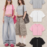 DX8879 220 GSM Stretch Cotton Zip-Front Cropped Top