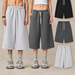 K7313 350 GSM Wide-Leg Longline Sweat Shorts