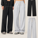 K7315 350 GSM Contrast-Seam Wide-Leg Sweatpants