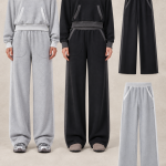 K7322 360 GSM Cotton Contrast-Trim Wide-Leg Sweatpants