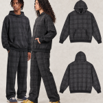 M8336 400 GSM Heavyweight Cotton Plaid French Terry Hoodie