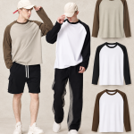 Y6106 270 GSM Cotton Contrast Raglan Long-Sleeve T-Shirt