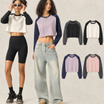 Y6306 420 GSM Cropped Contrast Raglan Sweatshirt