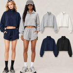 Y6318 420 GSM Half-Zip Cropped Sweatshirt