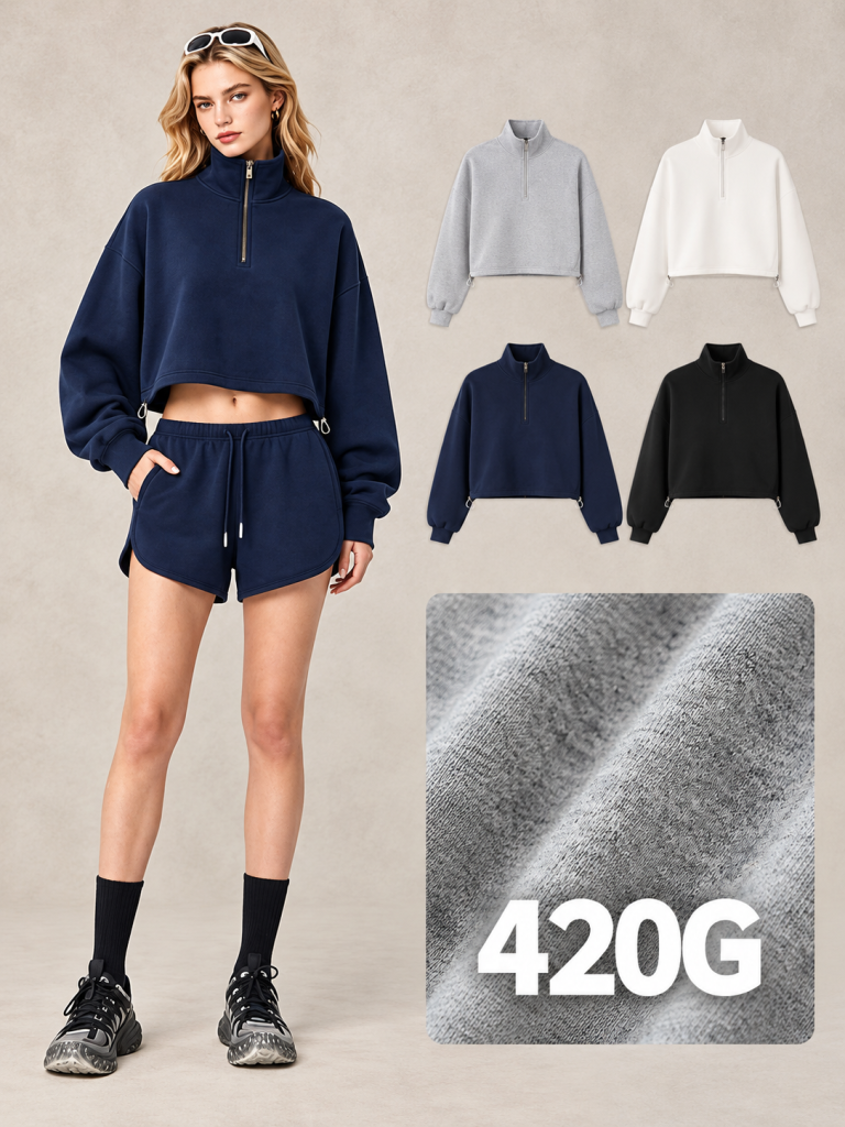 Y6318 half-zip cropped sweatshirt - 420 GSM