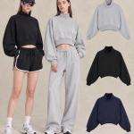 Y6328 280 GSM Curved-Hem Cropped Mock-Neck Sweatshirt