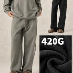 K7306 420 GSM Washed Cotton Wide-Leg Sweatpants