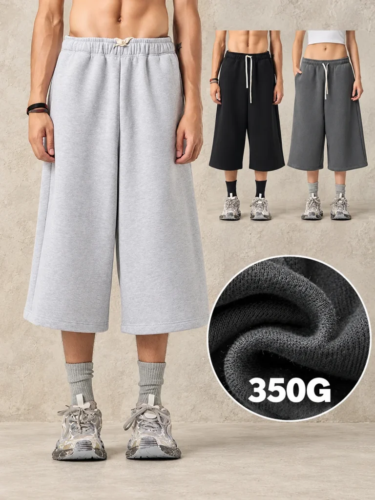 K7313 350 GSM Wide-Leg Longline Sweat Shorts