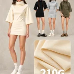 Y6335 210 GSM Cowl-Neck Flared-Sleeve Mini Dress