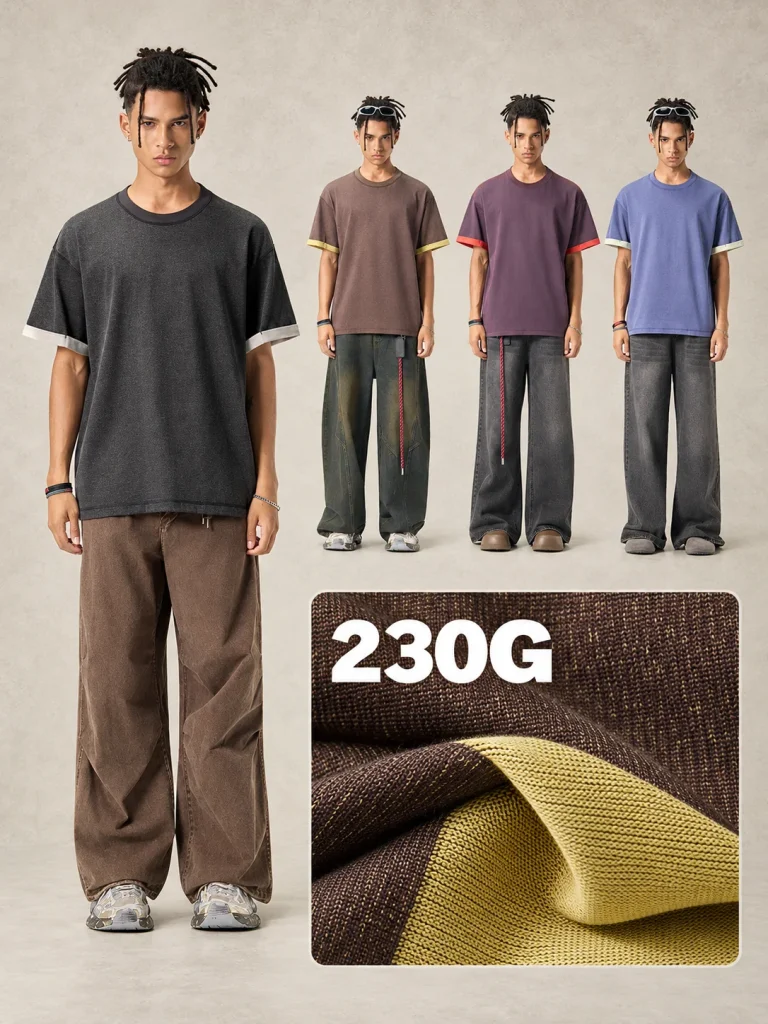 DX8830 230 GSM Contrast-Cuff Two-Tone T-Shirt