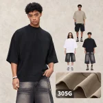 DX8810 305 GSM Boxy Fit Mock Neck T-Shirt with Ribbed Hem