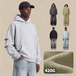 M8331 420 GSM Heavyweight French Terry Hoodie with Stacked Ruched Cuffs