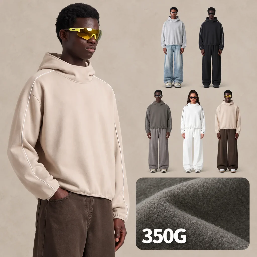 M8316 350 GSM Boxy Contrast-Trim Fleece Hoodie