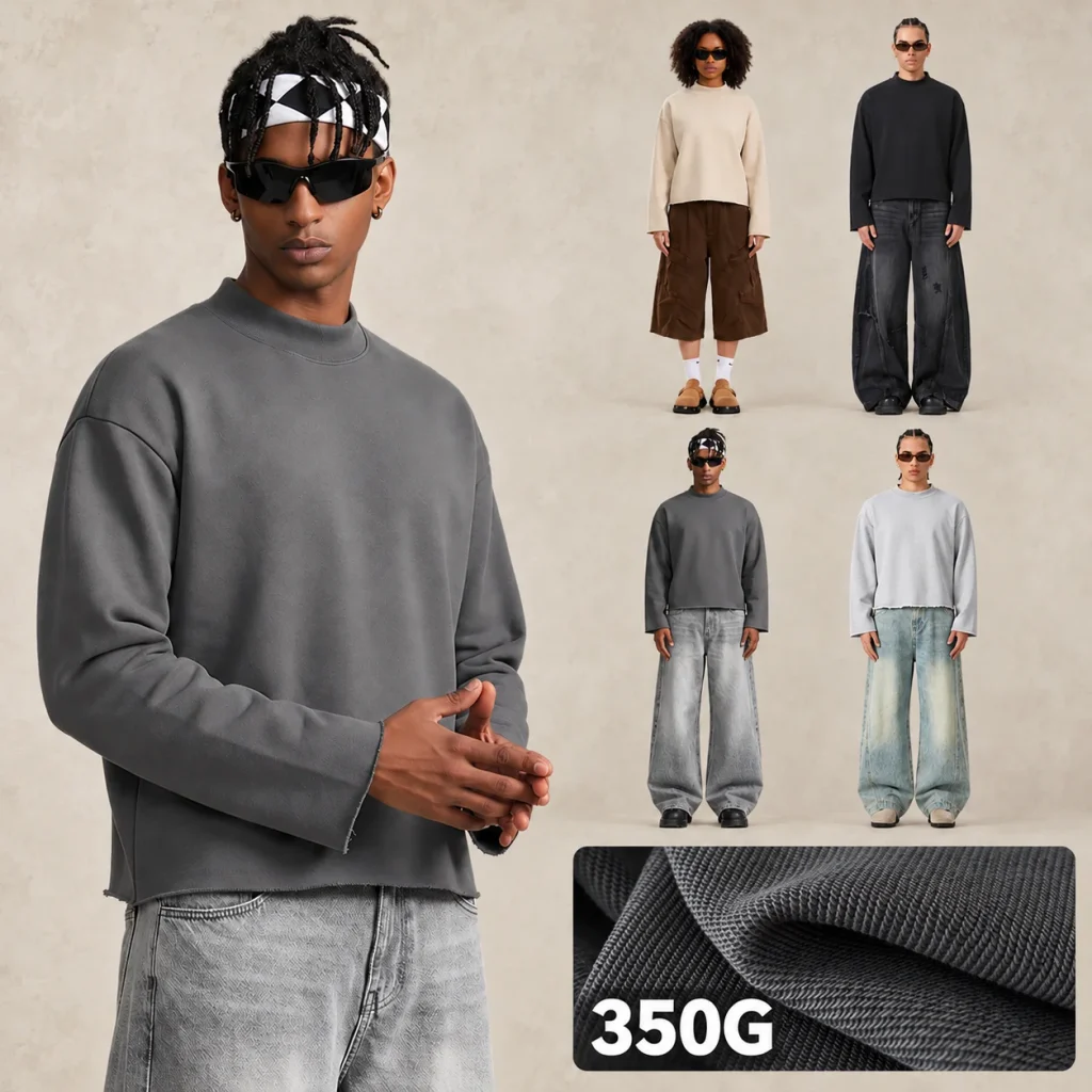 Y6319 mock-neck french terry sweatshirt - 350 GSM