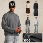 Y6319 350 GSM Boxy Mock-Neck French Terry Sweatshirt with Raw Hem