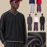 Y6334 280 GSM Contrast-Trim V-Neck Sweatshirt