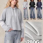 Y6327 280 GSM Boxy Lace-Panel Drawstring Hoodie