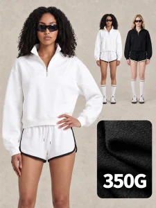 Y6322 boxy quarter-zip panelled sweatshirt - 350 GSM