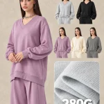 Y6329 280 GSM V-Neck Ruched-Sleeve Sweatshirt
