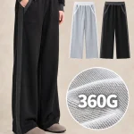 K7322 360 GSM Cotton Contrast-Trim Wide-Leg Sweatpants