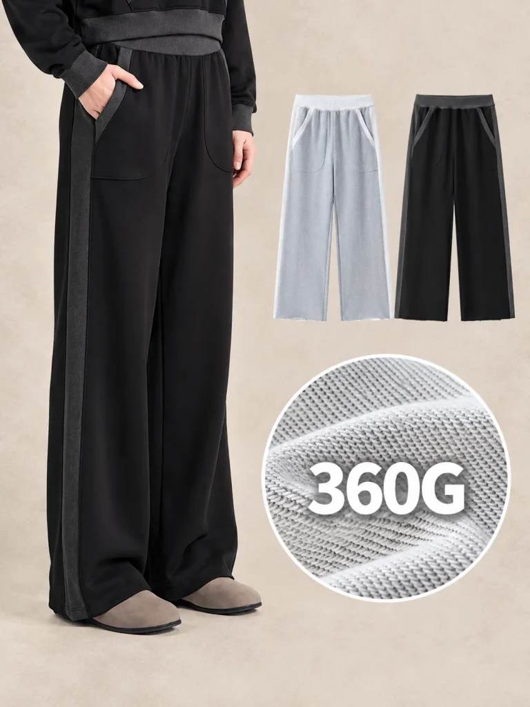 K7322 360 GSM Cotton Contrast-Trim Wide-Leg Sweatpants