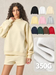 Y6316 oversized mock-neck fleece sweatshirt - 350 GSM