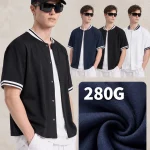 BX8109 280 GSM Contrast-Trim Short-Sleeve Baseball Shirt