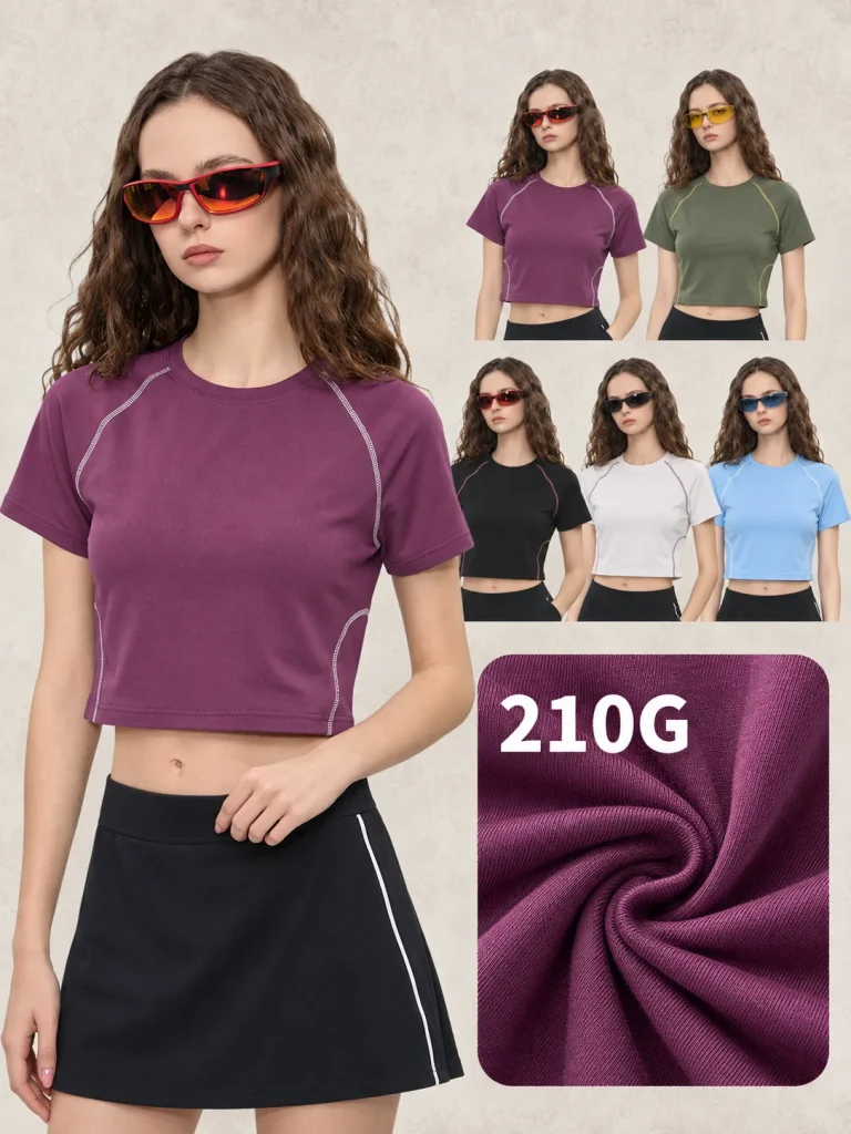DX8865 210 GSM Contrast-Seam Cropped Raglan T-Shirt