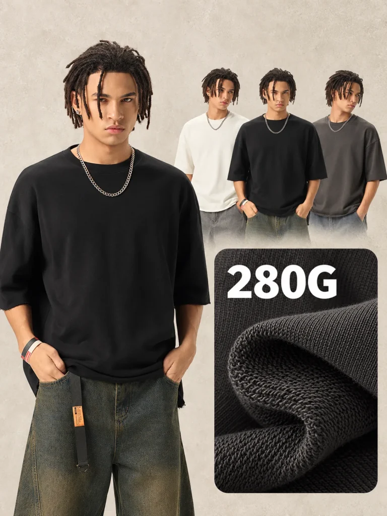 DX8826 280 GSM Raw-Hem French Terry Boxy T-Shirt