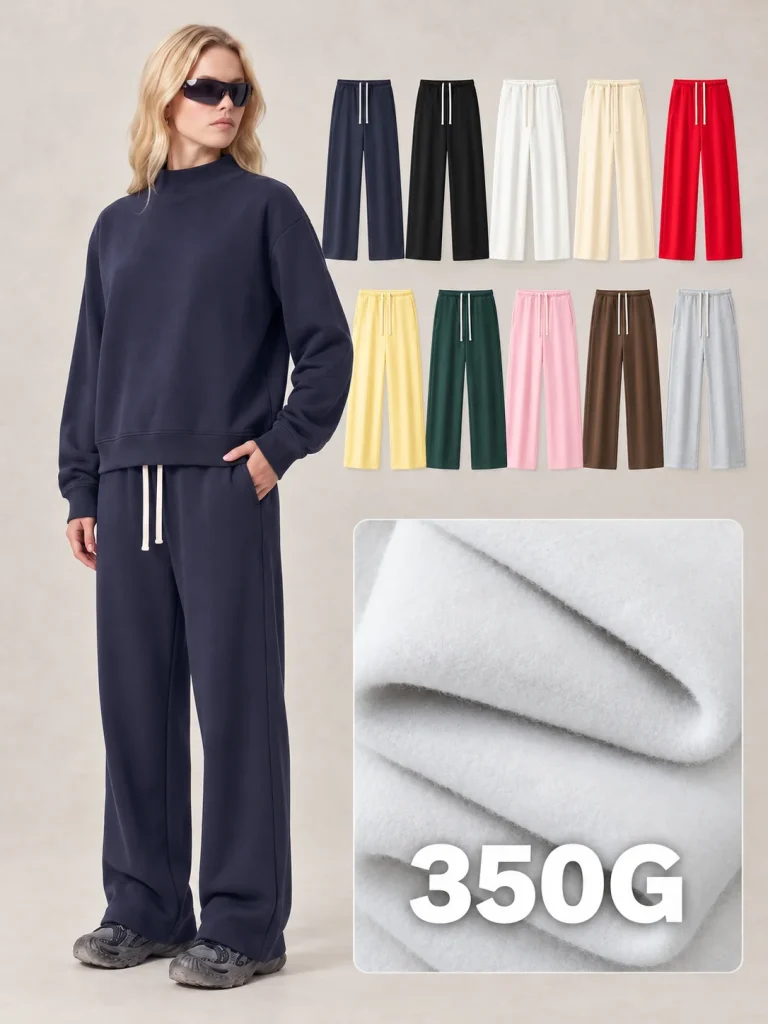 K7329 350 GSM Fleece Drawstring Wide-Leg Pants
