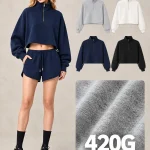 Y6318 420 GSM Half-Zip Cropped Sweatshirt