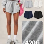DK8618 420 GSM Curved-Hem Drawstring Shorts