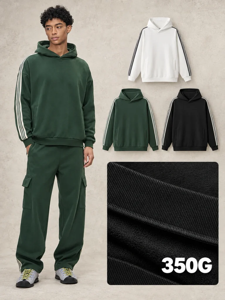 M8322 350 GSM Contrast-Stripe Fleece Hoodie