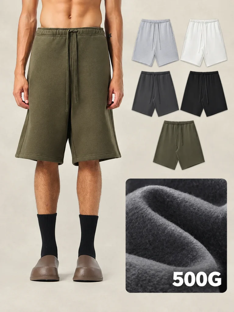 DK031 heavyweight brushed drawstring shorts - 500 GSM