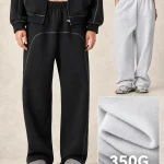 K7315 350 GSM Contrast-Seam Wide-Leg Sweatpants