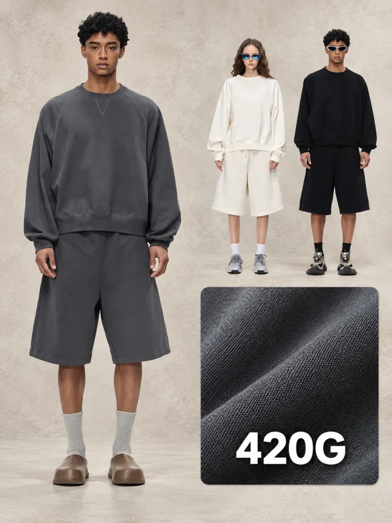 Y6317 raglan v-stitch crewneck sweatshirt - 420 GSM