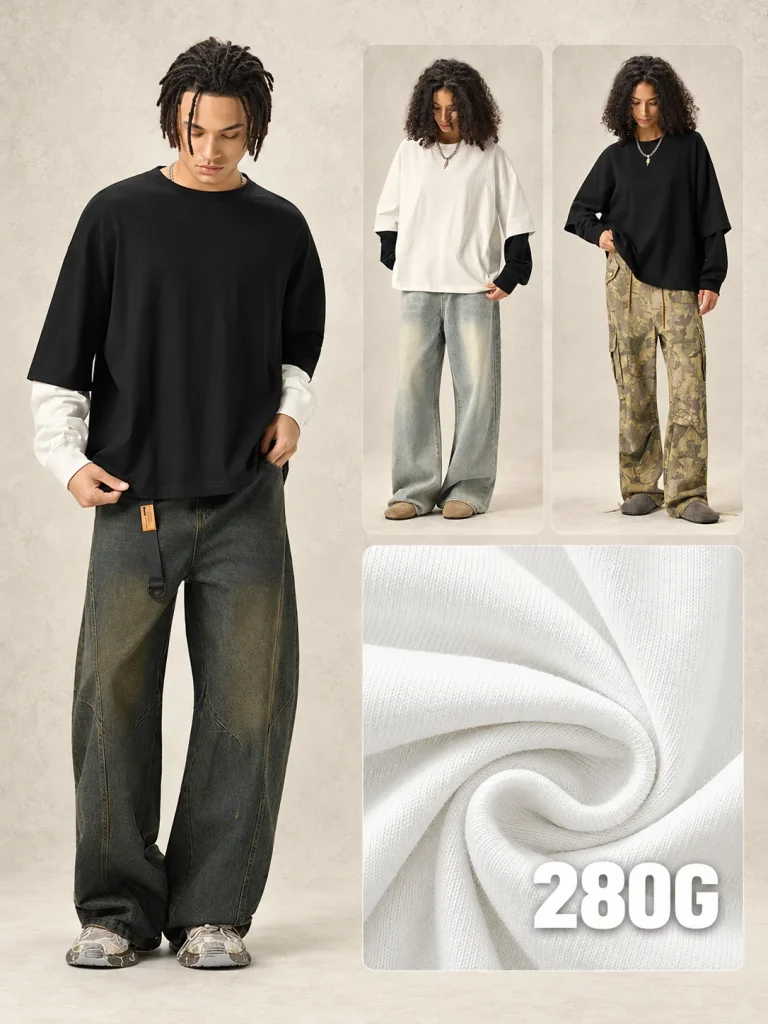 Y6312 280 GSM Cotton Layered-Sleeve T-Shirt