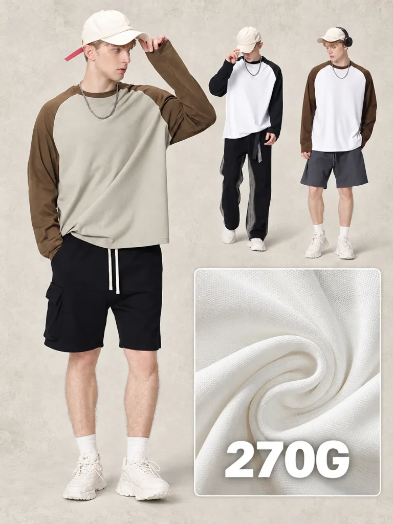 Y6106 270 GSM Cotton Contrast Raglan Long-Sleeve T-Shirt