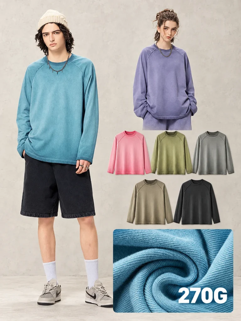 24SS105 270 GSM Washed Cotton Raglan Long-Sleeve T-Shirt