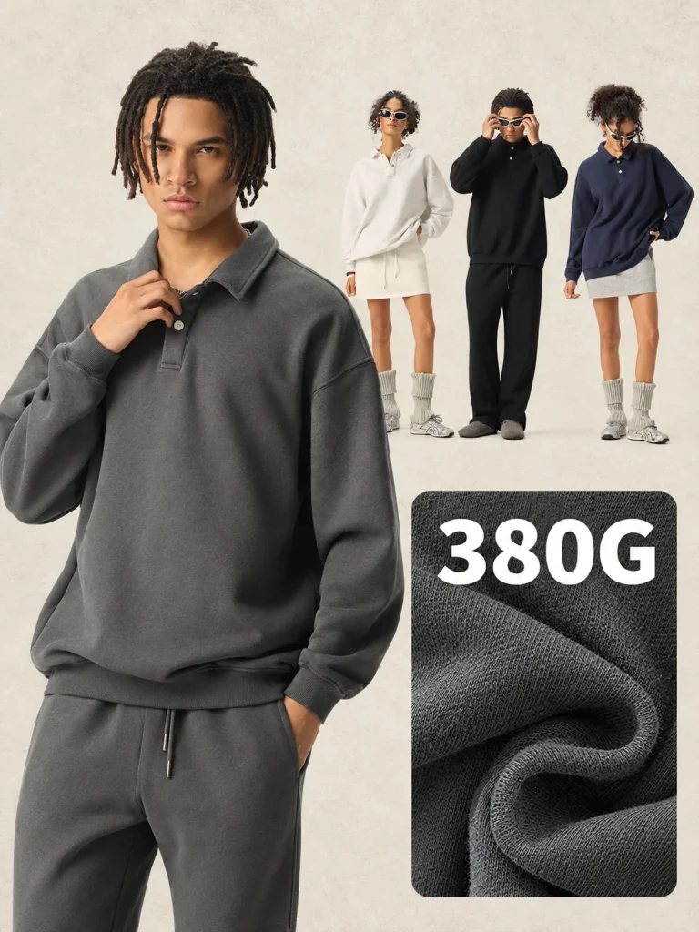 Y6303 relaxed long-sleeve polo sweatshirt - 380 GSM